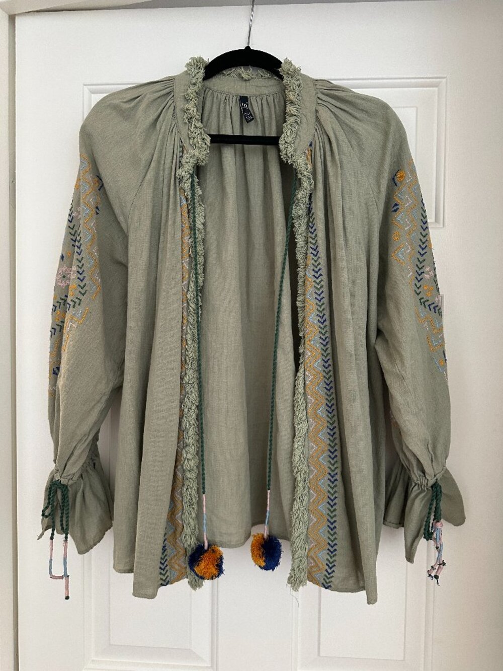 Zara TRF loose-fit embroidered boho festival jacket